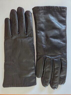 Women's Size 6.5/XS Thinsulate Black Gloves Genuine Leather Cold Seasons Preppy